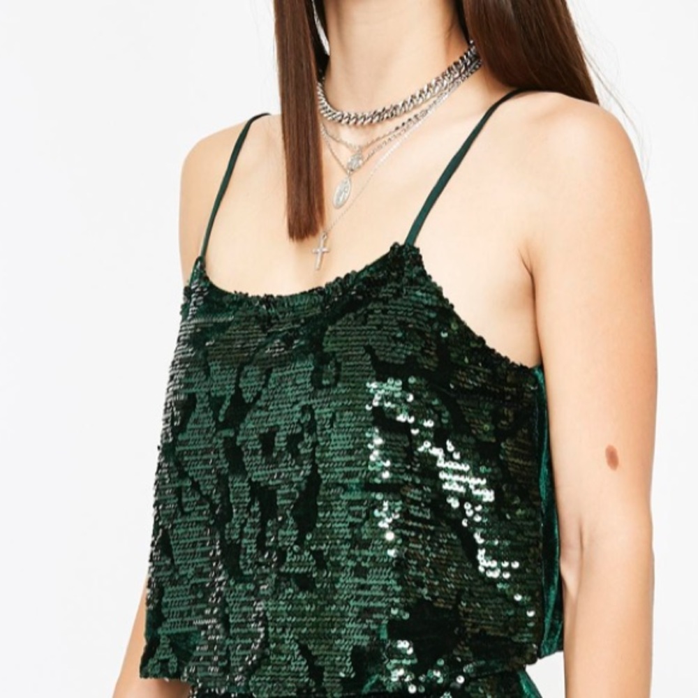 Green sequin top